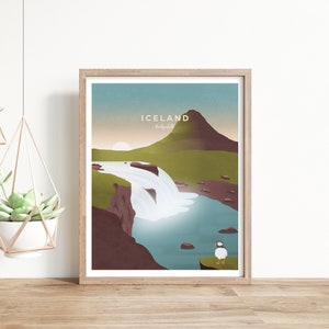 Impression Islande, affiche de voyage moderne et minimale, cadeau pour voyageur, décoration de maison de voyage