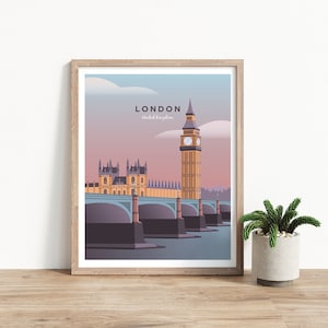London print, modern and minimal travel poster, travel print, gift for traveler, travel home decor