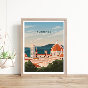 Florence print, modern and minimal travel poster, travel print, gift for traveler, travel home decor