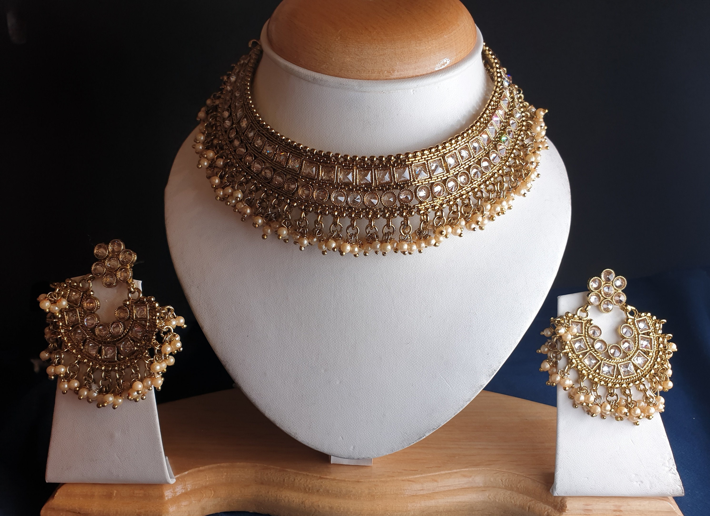 Glorious Pearl Gold Plated Polki Wedding Jewellery - Etsy