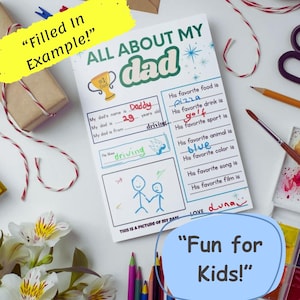 All About My Dad Printable | Father&#39;s Day Activity for Kids | Editable Canva Template + PDF | A4 & 8.5x11