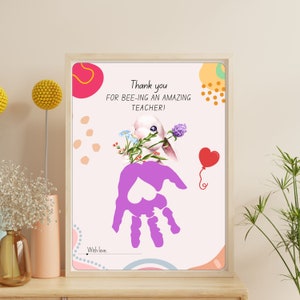 Teacher Appreciation Gift Handprint art Instant download. Printable Gift from kids. Teacher thank you gift from students, End of year gift