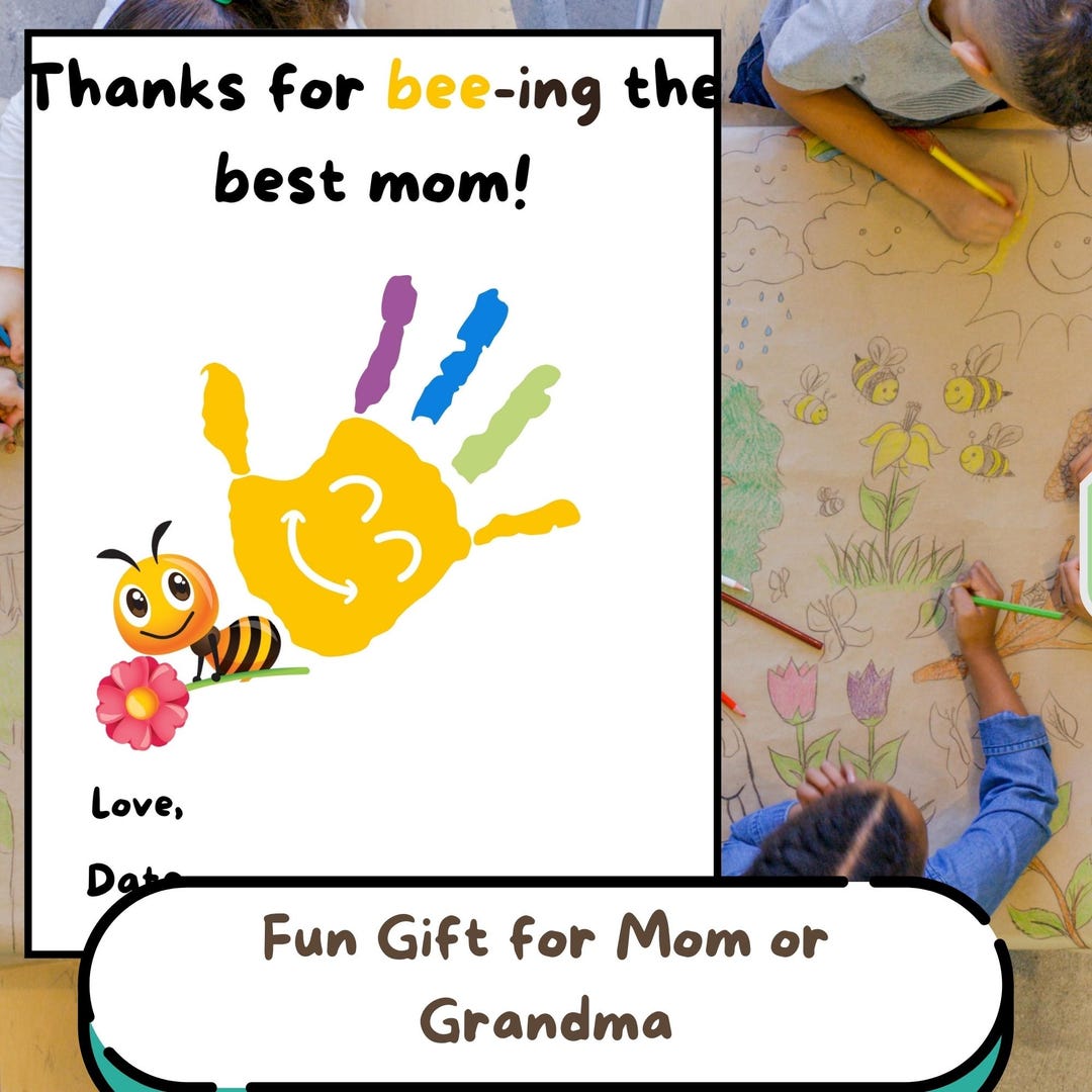 Bee Handprint Art | Mother's Day Keepsake Gift (PDF, JPG) - Etsy Canada