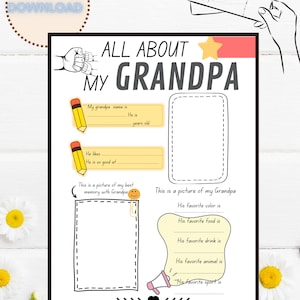 Alles over mijn opa | Vaderdagcadeau | Afdrukbaar voor kinderen | Interview | Leuk cadeau voor opa | Afdrukbaar Vaderdag | DIRECT DOWNLOADEN