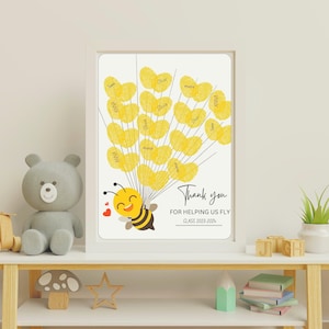 Danksagungskarte für den Lehrer von der Klasse Geschenk mit Fingerabdrücken Ende des Jahres Lehrergeschenk DIY Bienenthema Dankes-Karte kundengebundenes Geschenk