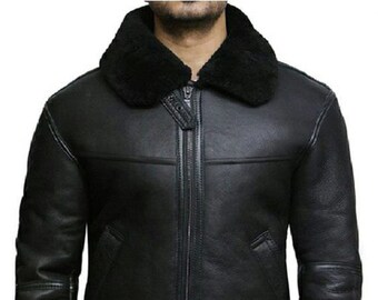 Homme Aviateur RAF B3 Shearling Cuir Véritable Veste Homme Aviateur RAF B3 Shearling Cuir Véritable Veste
