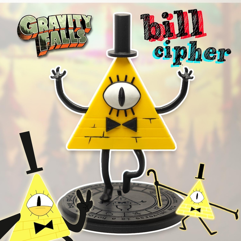 Bill Cipher Gravity Falls Figurine, 3D Printed Chaos Demon Statue ...