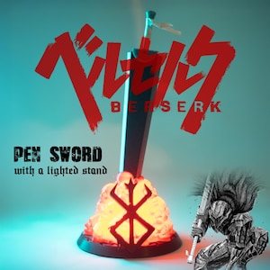 Berserk Guts Pen Sword with a Lighted Stand