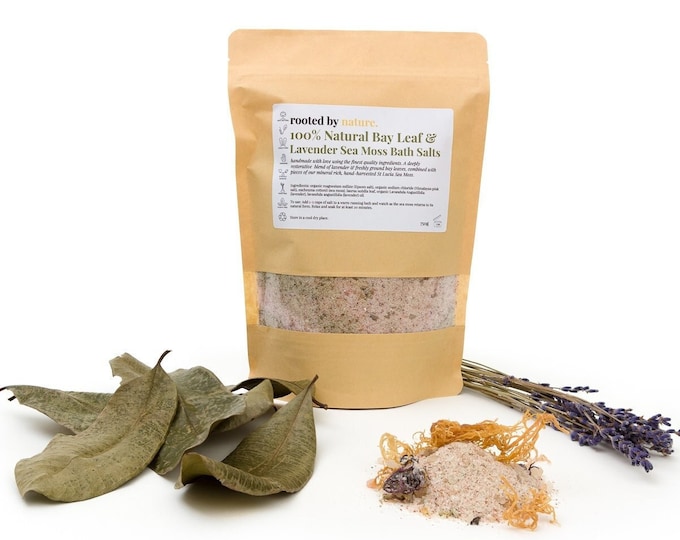 Sea Moss Bath Salts with Bay Leaf & Lavender | 100% Natural | Organic Ingredients |  Handmade | 750g