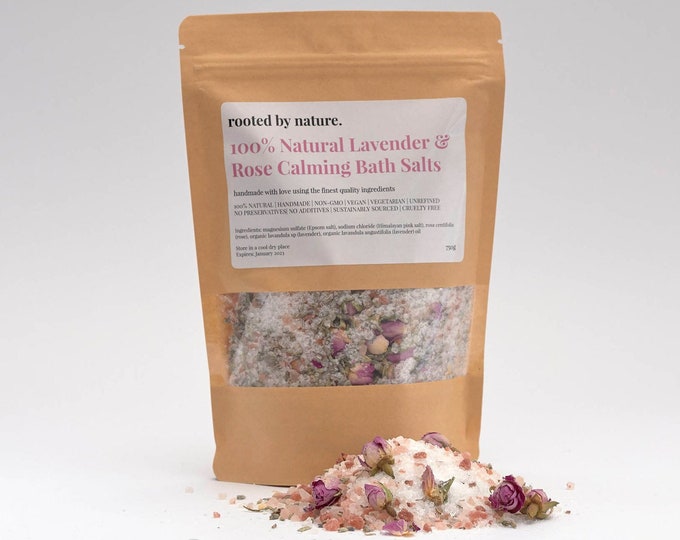 Bath Salts Lavender & Rose  | 100% Natural | Handmade | Organic Ingredients | 750g