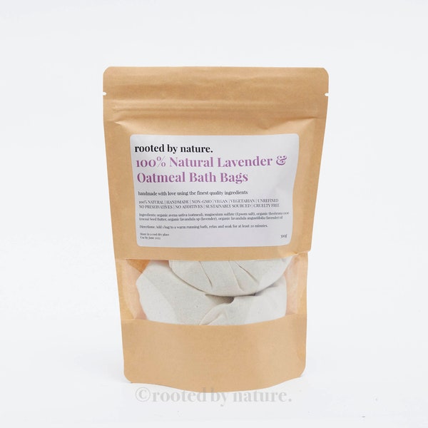 Oatmeal Bath Bags Lavender & Cocoa Butter | 100% Natural | Organic Ingredients | Handmade in the UK | 300g