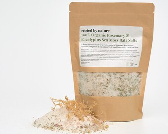 Bath Salts Rosemary & Eucalyptus Sea Moss  | 100% Organic | Handmade | 750g