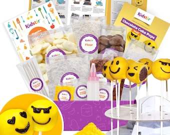 KIDSTIR Kids Baking Diy Activity Kit - Bake Delicious Emoji Cake Pops | Includes Cake Pop Stand