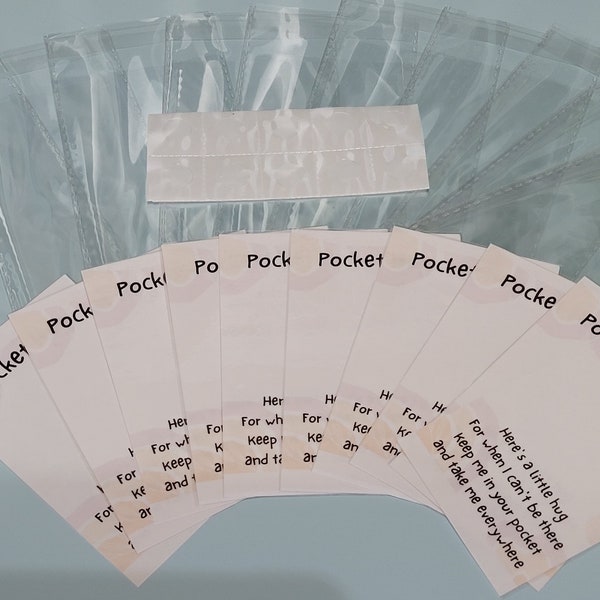 Laminated Pocket Hug Backing Cards Kit: Complete  set including 10 Laminated Cards, 10 Bags, 10 Glue Dots