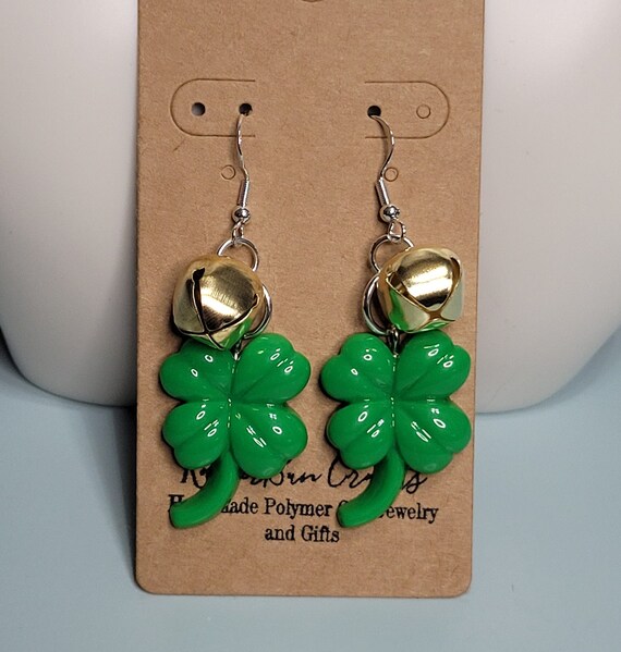 Green Shamrock Bell Earrings | Novelty Earrings | Unique Earrings | Fun  Earrings | St. Patricks Day Earrings | Irish Earrings