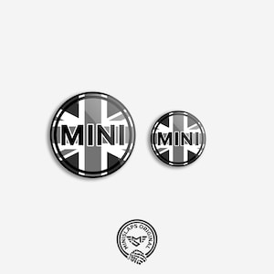 Kit de emblemas para capô e porta-malas MINI | Emblemas externos – R52 R53 GB Bandeira cinza