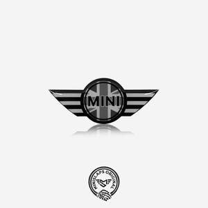 Emblème personnalisé du volant MINI | Sticker badge en gel – Drapeau britannique gris