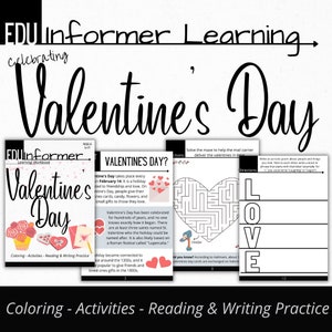 Celebrating Valentine&#39;s Day, Printable and Digital Workbook, Homeschool and Classroom