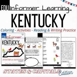 Kentucky State Workbook: Reading, Writing, Activities (Printable & Digital)
