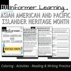 Celebrating Asian American and Pacific Heritage Month, AAPI, Printable and Digital Workbook