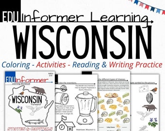 States and Capitals Series, Wisconsin Workbook, Printable and Digital Workbook