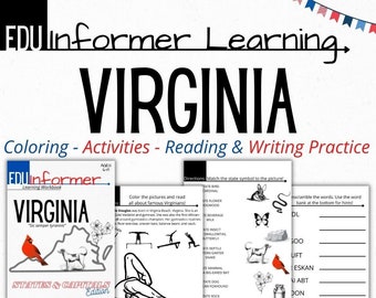 Virginia State Workbook: Reading, Writing, Coloring (Printable & Digital)