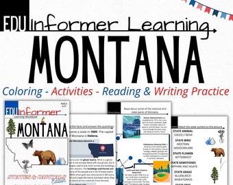 Montana State Workbook: Reading, Writing, and Coloring (Printable & Digital)