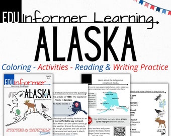 Alaska State Workbook: Reading, Writing, and Coloring (Printable & Digital)