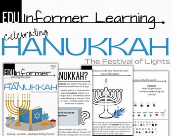 Celebrating Hanukkah, Printable and Digital Workbook, Homeschool and Classroom