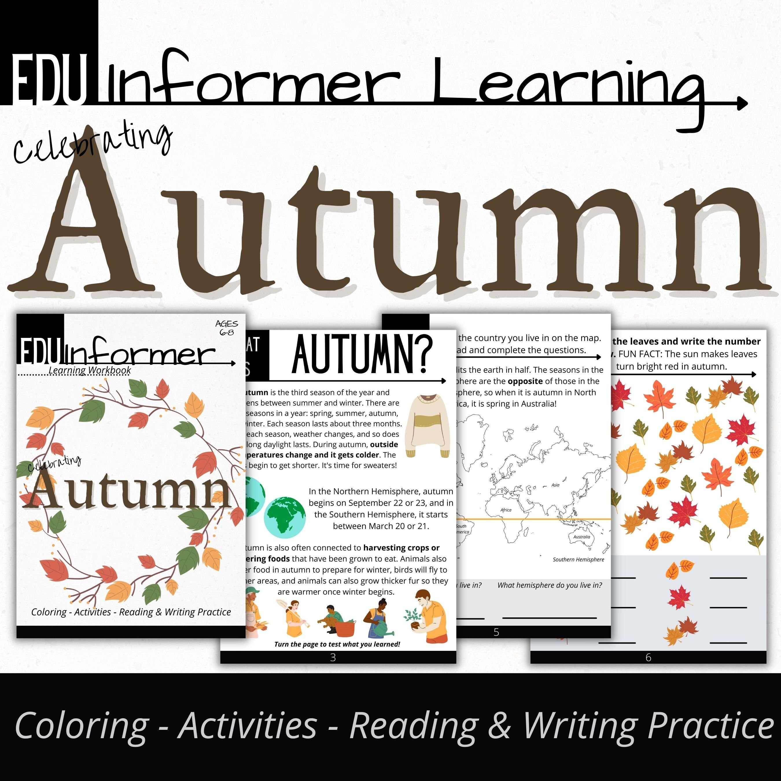 Celebrating Autumn, Printable and Digital Workbook, Homeschool and