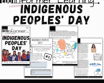 Può includere: Un quaderno di lavoro educativo stampabile per bambini sul Giorno dei Popoli Indigeni. Il quaderno include una mappa degli Stati Uniti con aree evidenziate in cui vivono i popoli indigeni, una pagina da colorare di popoli indigeni con abiti tradizionali e una sezione sulla storia e le tradizioni dei popoli indigeni.