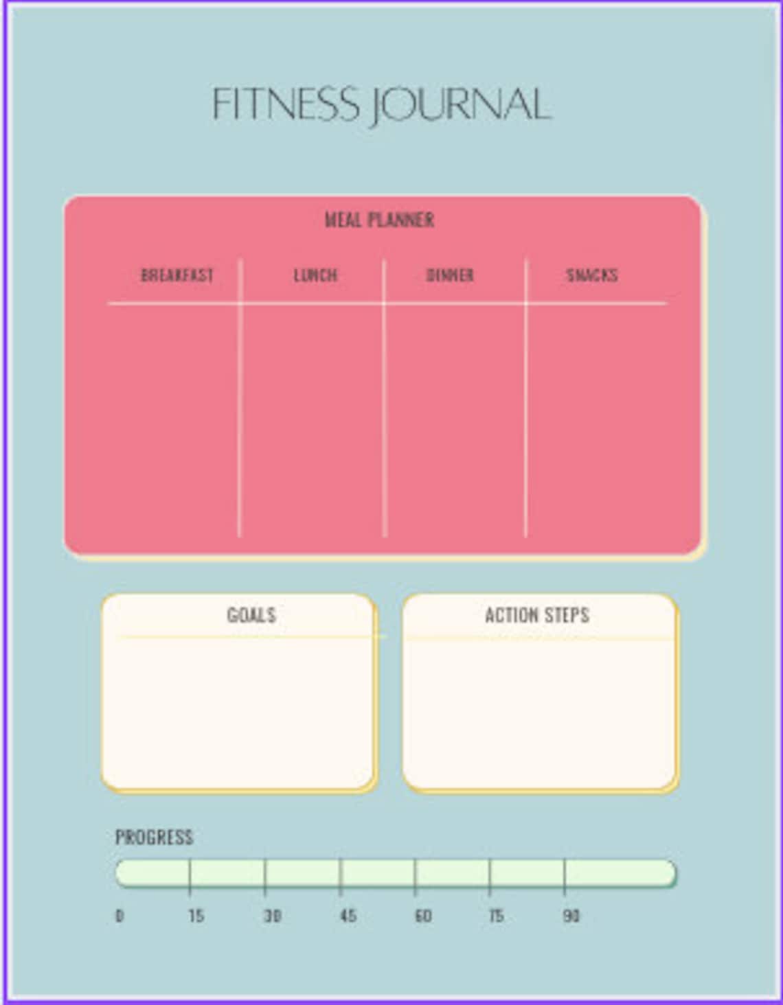 Fitness Journal Template Etsy