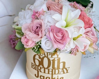 60th Birthday Gift For Her, Artificial Flowers Bouquet, Grandma Present, Gift For Friend, Mums Birthday