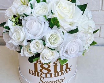 18th Birthday Artificial Flower Bouquet: Personalised Silk Flower Gift
