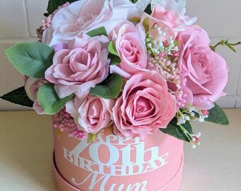 70th Birthday Silk Flower Bouquet: Personalised Keepsake Gift