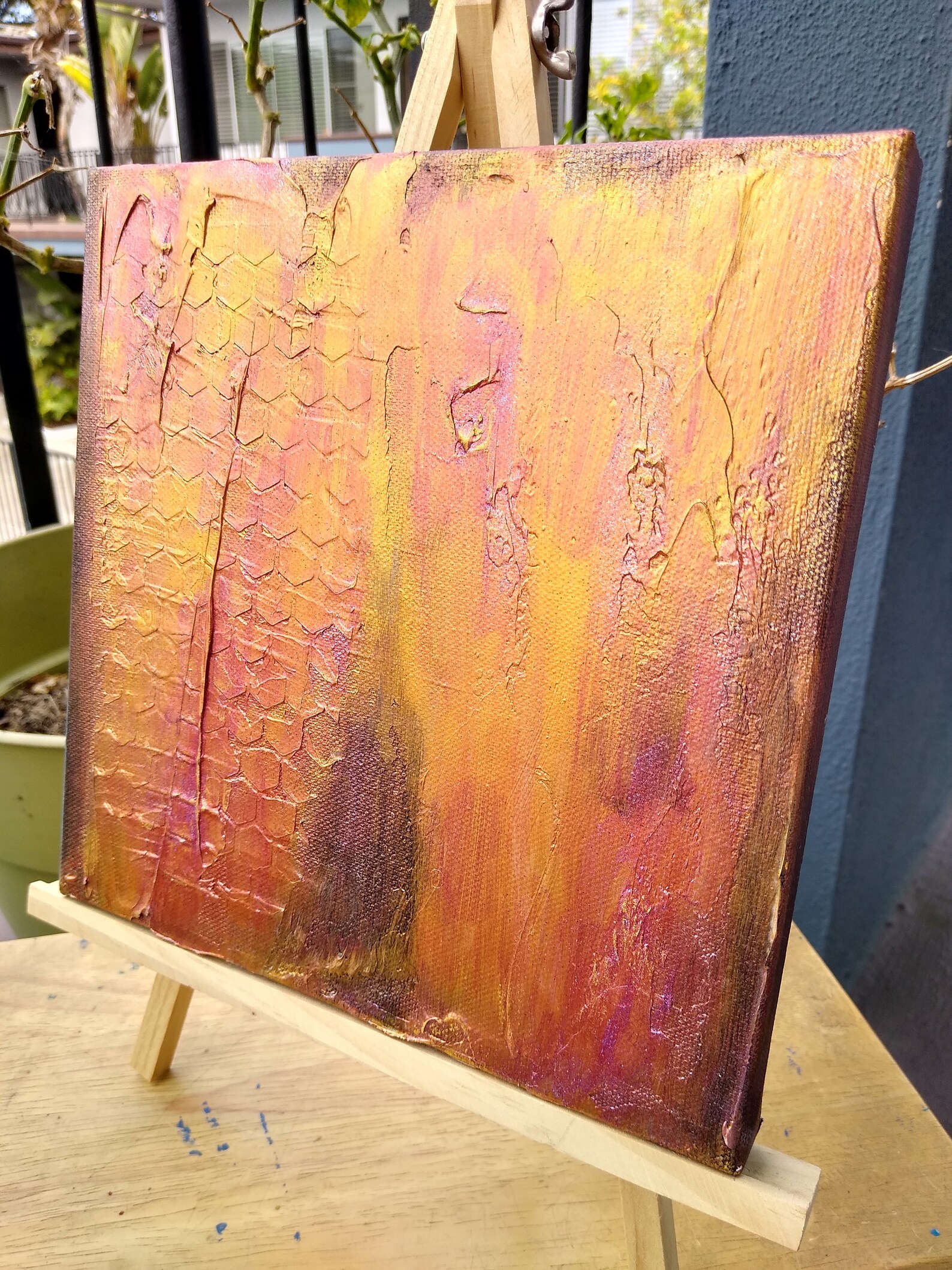 Gallery Detail: Mixed Media Texture Art 8X8 Honeycomb