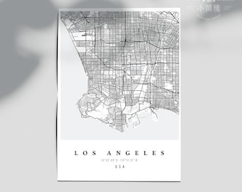 LOS ANGELES City map/ LA/ Black and White Minimalism/Roadie/Home Decor/Office Decor/Wallart