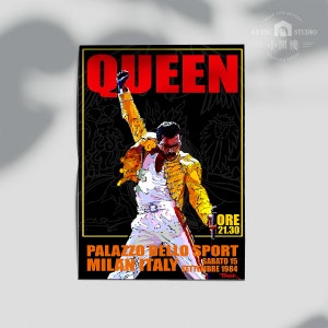 1984 Queen Live at the Palazzo Dello Sport Milan - Vintage Movie Film Poster Print - Picture/Homedecor/Walldecor/Office art