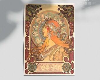 Alphonse Mucha Art Nouveau "Zodiac" 1869 - Poster Print A1 A2 A3 A4 A5 A6- Wallart/Picture/Homedecor/Walldecor/House warming/ Christmas Gift