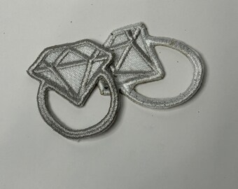 Wedding ring patch, engagement ring patch, diamond ring patch, iron-on patch, patches for hats, trucker hat patches, embroidered patch