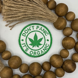 Pas de panique, écusson It's Organic, écusson rond, écusson thermocollant, écussons pour chapeaux, écussons de camionneur, écusson brodé, patch bandana