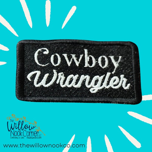 Cowboy wrangler patch, iron-on patch, patches for hats, trucker hat patches, embroidered patch