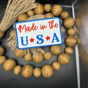 Made in USA patch, rectangle patch, iron-on patch, patches for hats, trucker hat patches, embroidered patch, book patch