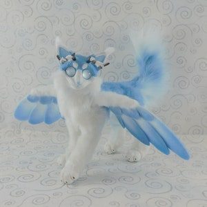 MADE TO ORDER-Posable art doll, winter themed cat, animal art doll, cute plushie, fantasy creature, fluffy doll, plushie