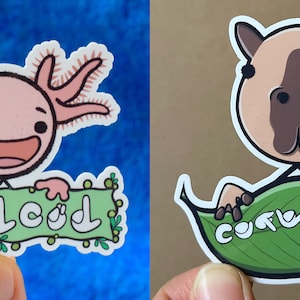 ASL Critters— &quot;Axolotl&quot; / “Capybara” Finger Spell Signing Stickers