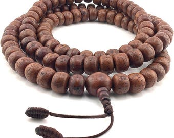 Genuine Bodhi Seed Mala. Premium Nepalese 108 Phoenix Seed Beads Prayer Japa Mala Necklace for Meditation