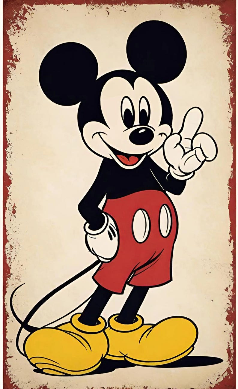 Vintage Mickey Mouse Poster Nursery Wall Art Digital Download Etsy