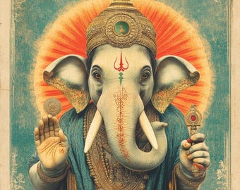 18-Image Divine Blessings Bundle – 5 Lord Ganesha Watercolor Prints for removing Obstacles & creating Prosperity
