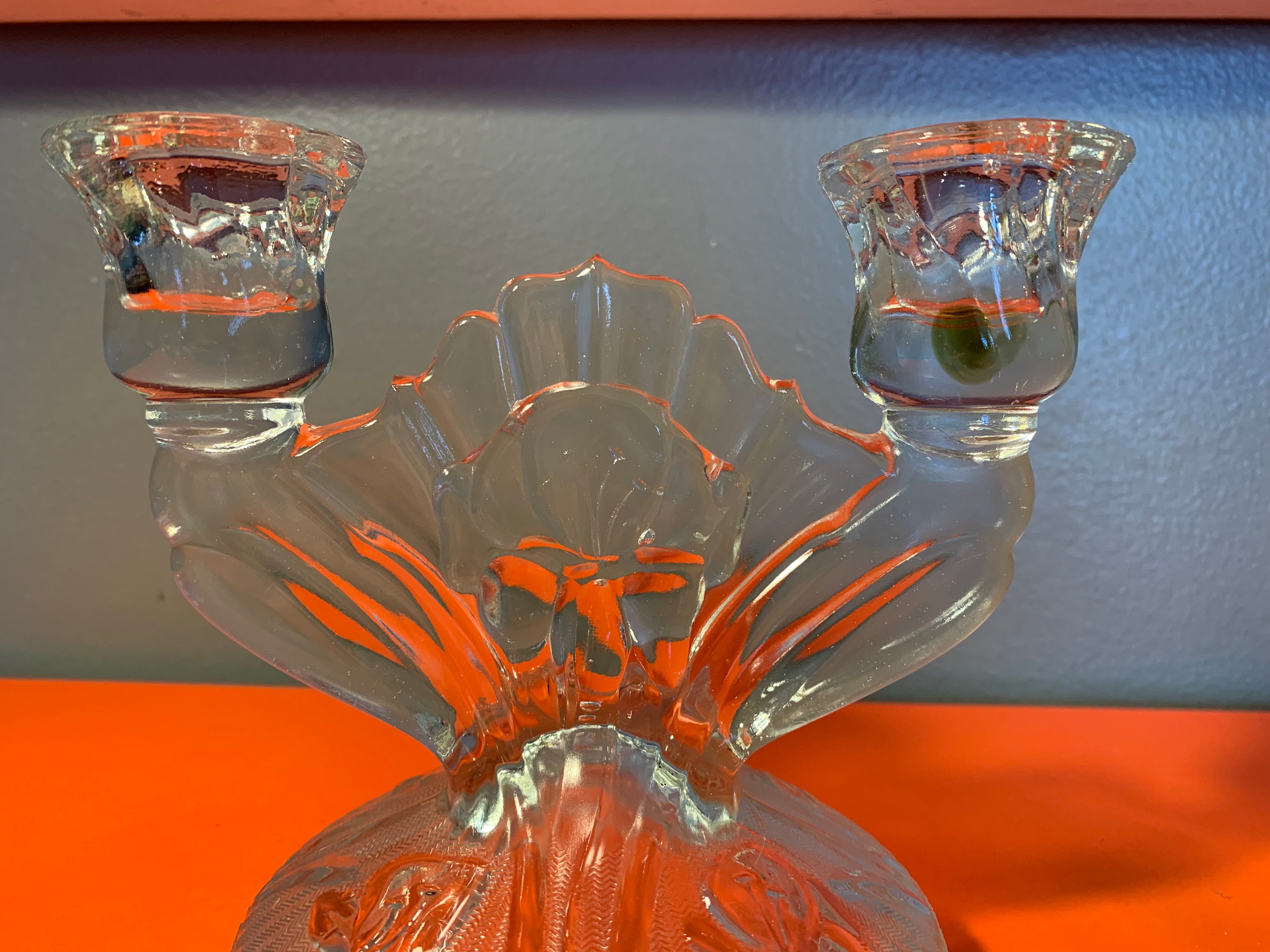 Vintage Pressed Depression Glass Iris & Herringbone