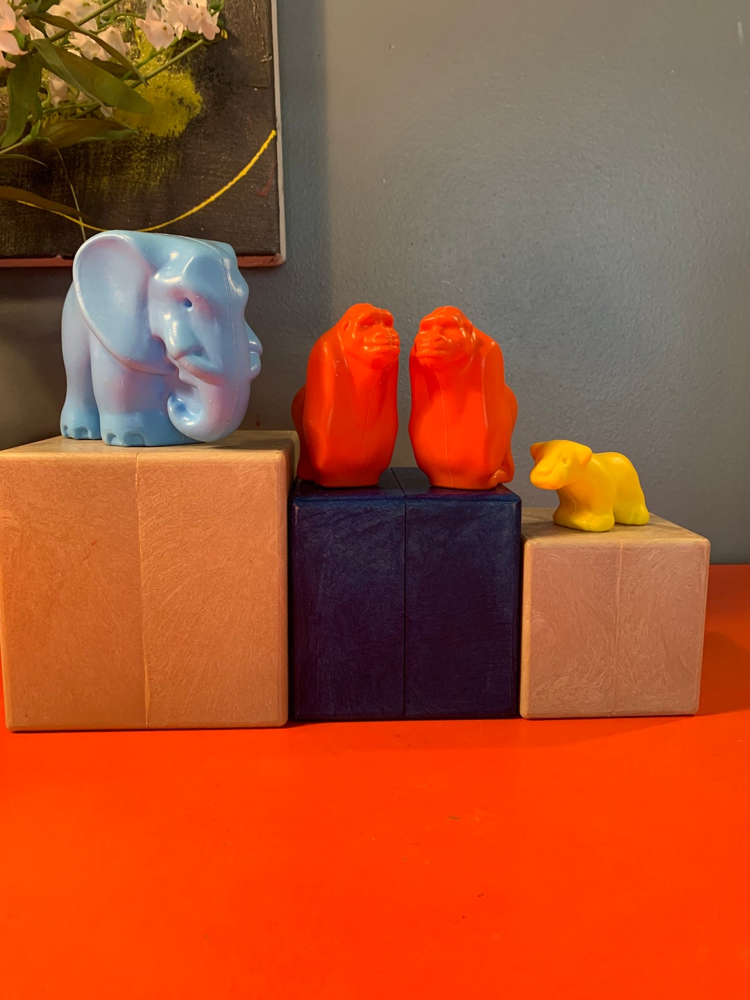 Vintage Fisher Price Zoo Animals Elephant Gorilla & Lion Etsy